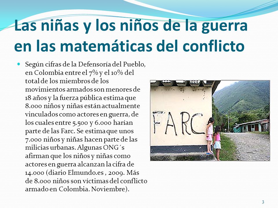 Las niñas y los niños de la guerra en las matemáticas del conflicto