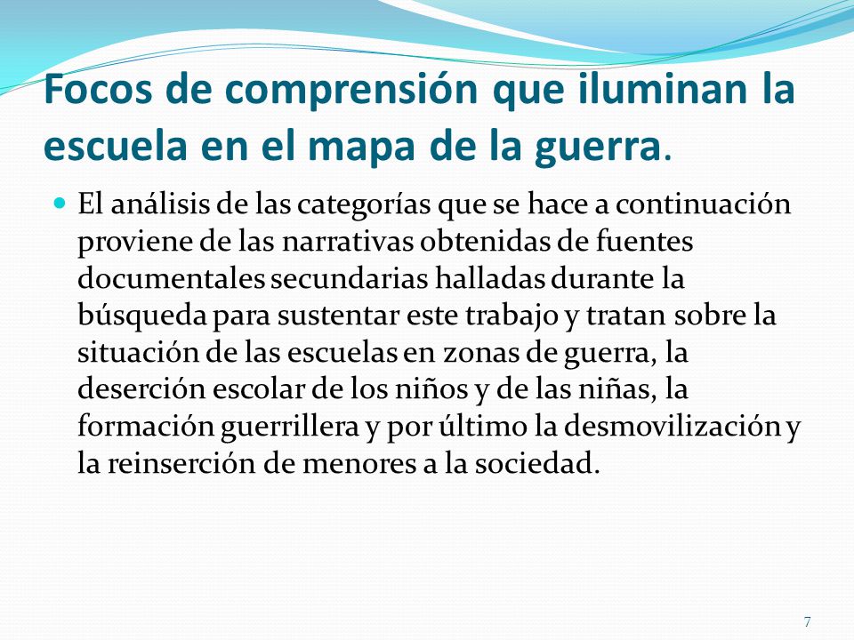Focos de comprensión que iluminan la escuela en el mapa de la guerra.