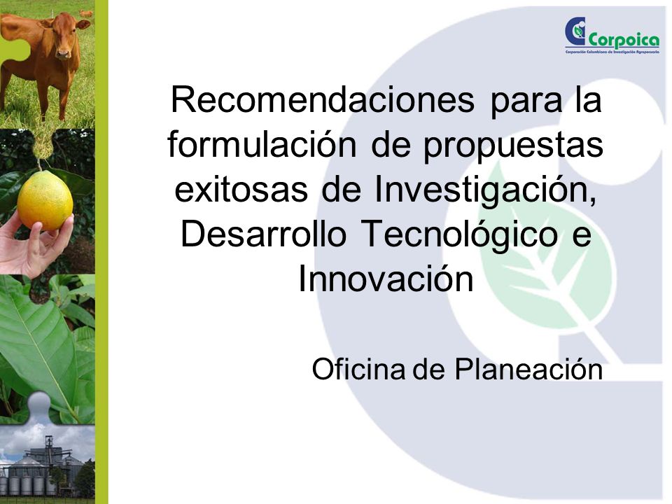 Recomendaciones para la formulación de propuestas exitosas de Investigación, Desarrollo Tecnológico e Innovación