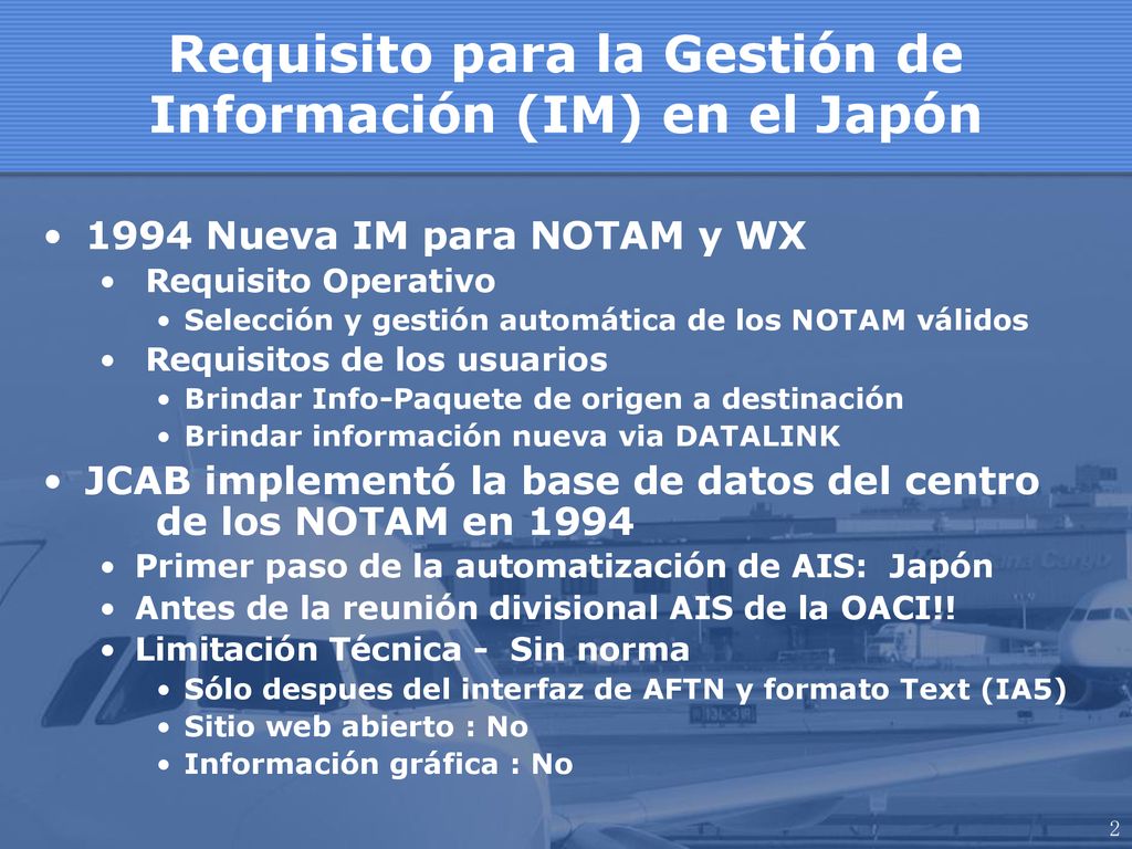 Requisito para la Gestión de Información (IM) en el Japón