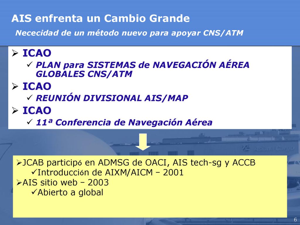 AIS enfrenta un Cambio Grande Nececidad de un método nuevo para apoyar CNS/ATM