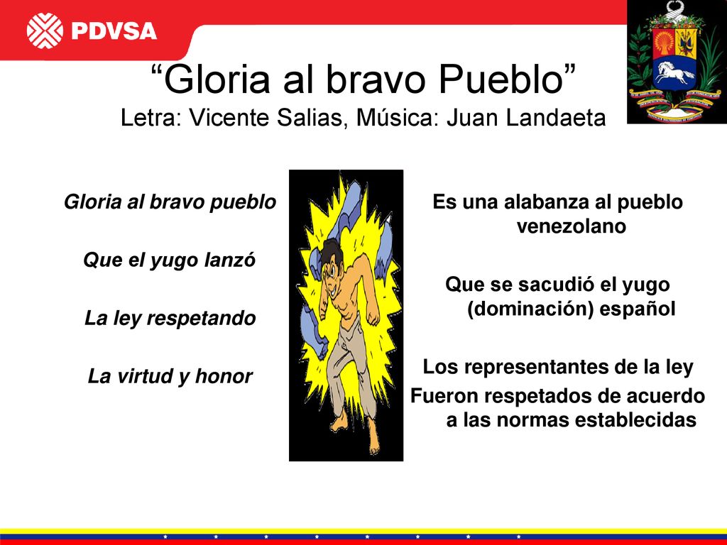 Gloria al bravo Pueblo Letra: Vicente Salias, Música: Juan Landaeta
