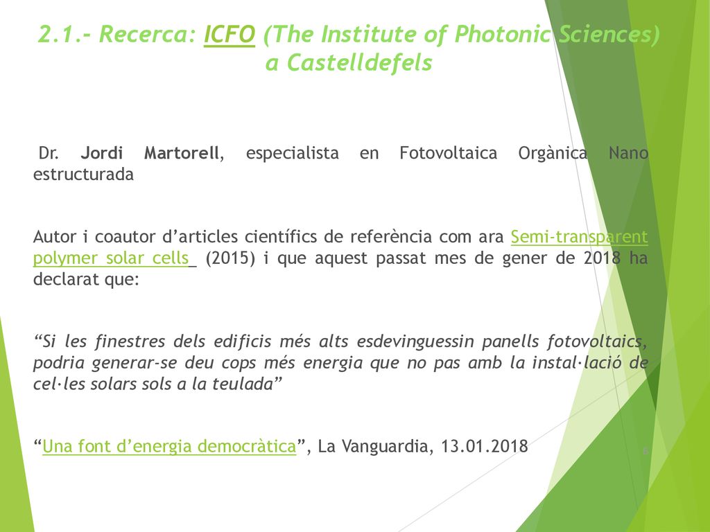 2.1.- Recerca: ICFO (The Institute of Photonic Sciences) a Castelldefels