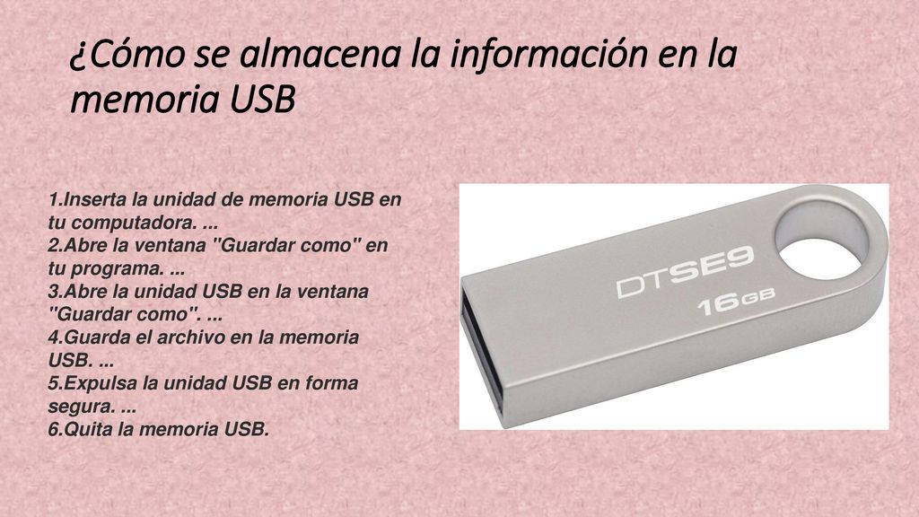 ¿Cómo se almacena la información en la memoria USB
