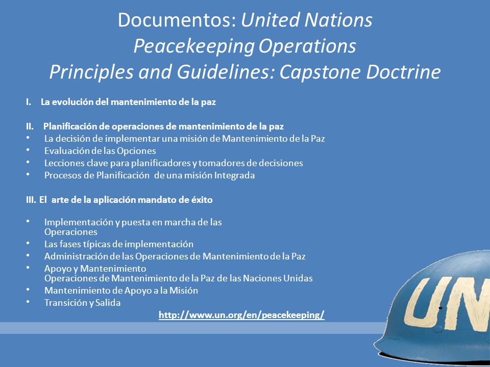Documentos: United Nations Peacekeeping Operations Principles and Guidelines: Capstone Doctrine