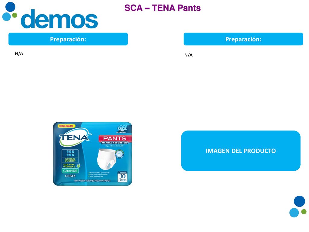 SCA – TENA Pants Preparación: Preparación: N/A N/A IMAGEN DEL PRODUCTO