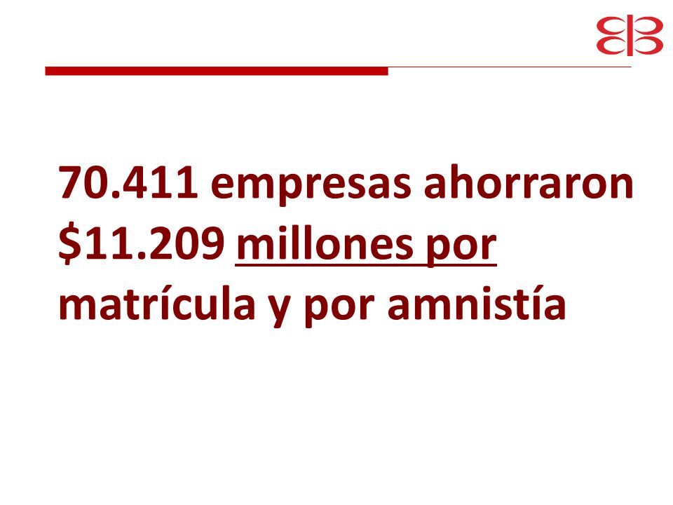 empresas ahorraron $ millones por matrícula y por amnistía