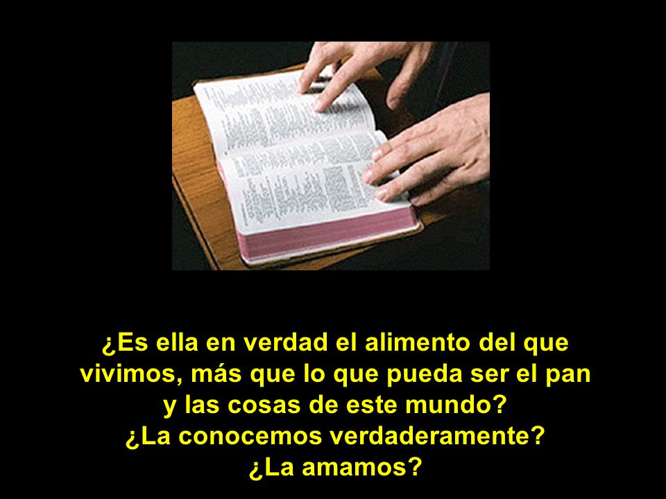 ¿Es ella en verdad el alimento del que vivimos, más que lo que pueda ser el pan y las cosas de este mundo ¿La conocemos verdaderamente
