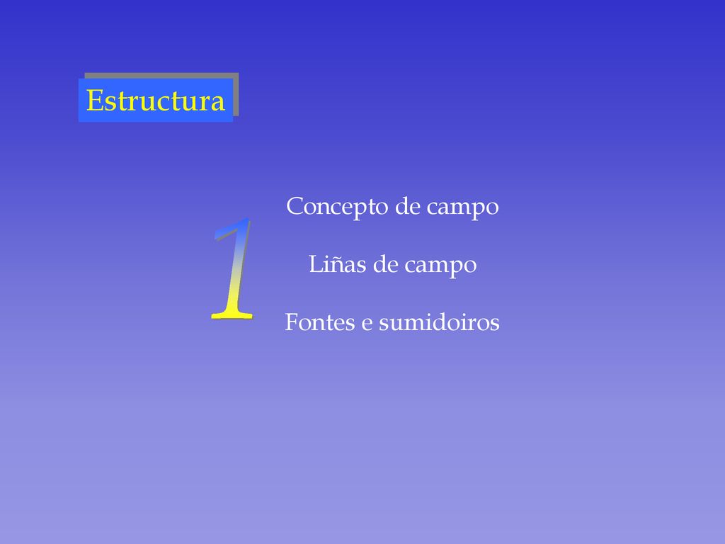Estructura Concepto de campo Liñas de campo Fontes e sumidoiros 1