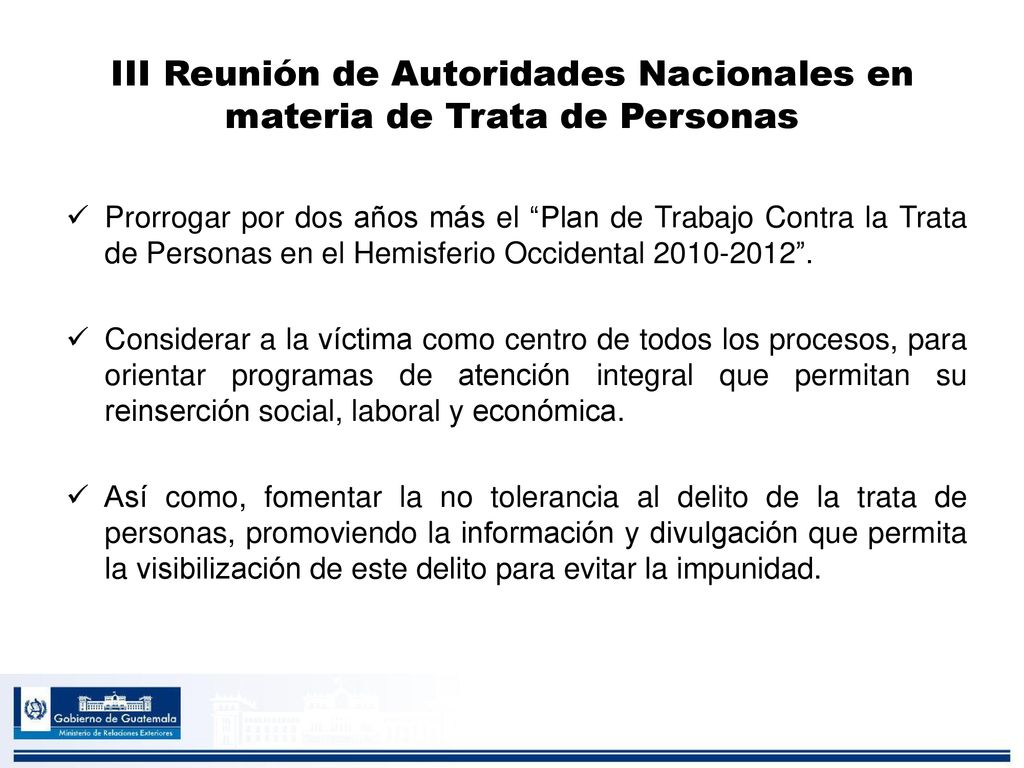 III Reunión de Autoridades Nacionales en materia de Trata de Personas