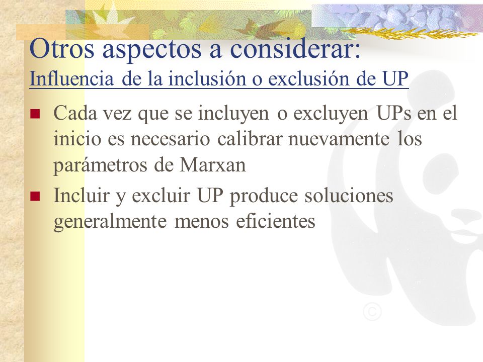 Otros aspectos a considerar: Influencia de la inclusión o exclusión de UP