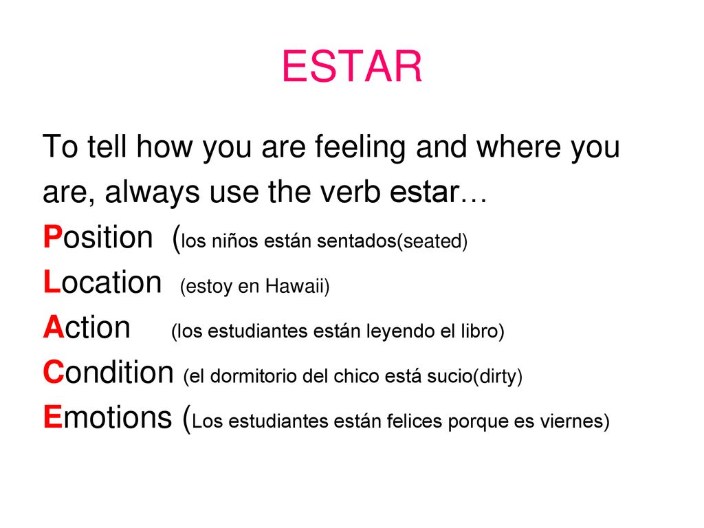 ESTAR To tell how you are feeling and where you