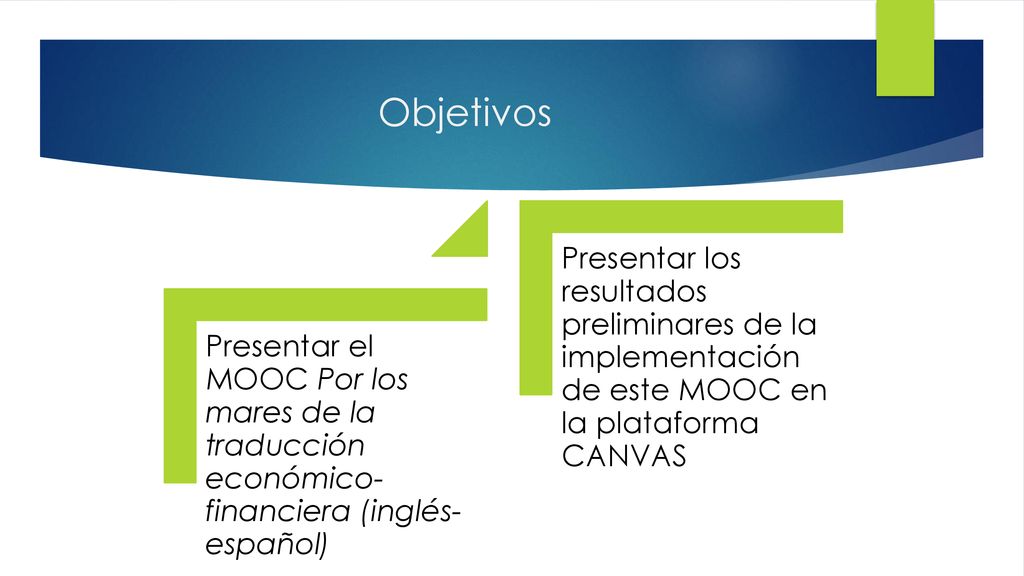 Objetivos Presentar el MOOC Por los mares de la traducción económico-financiera (inglés-español)