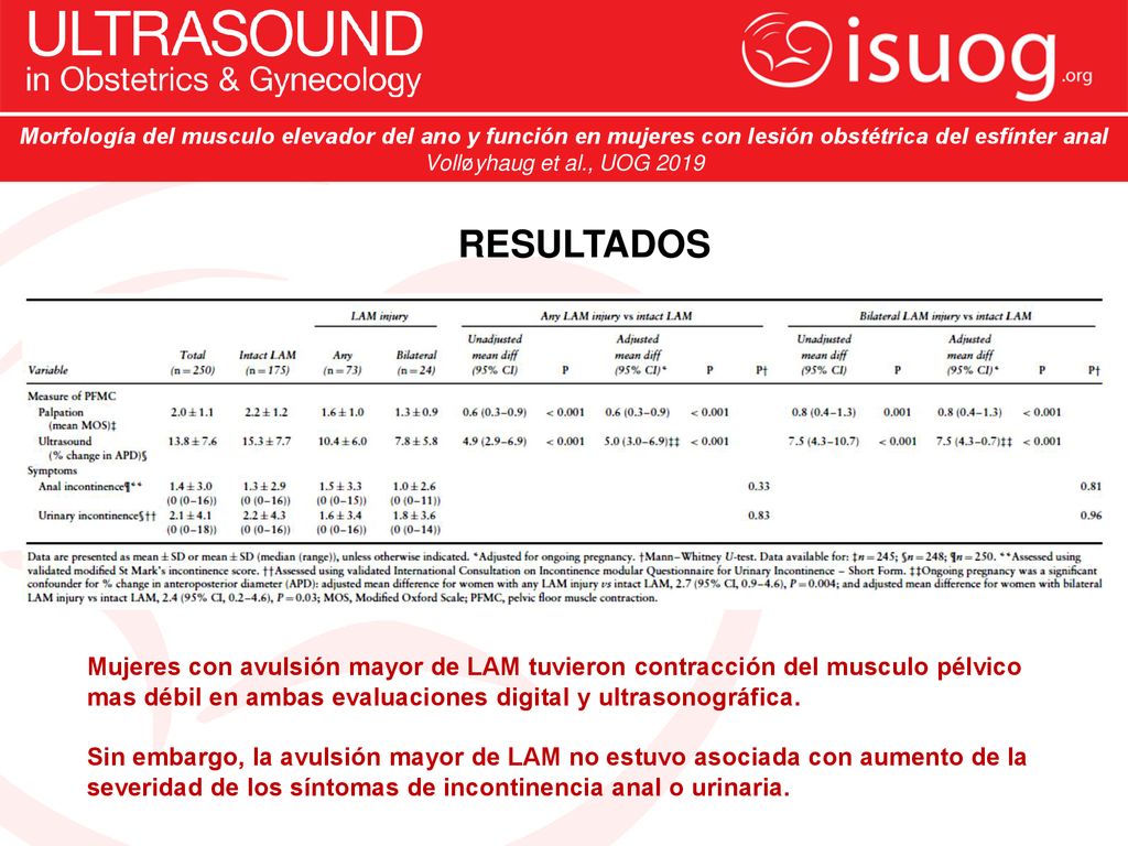 Morfología del musculo elevador del ano y función en mujeres con lesión obstétrica del esfínter anal