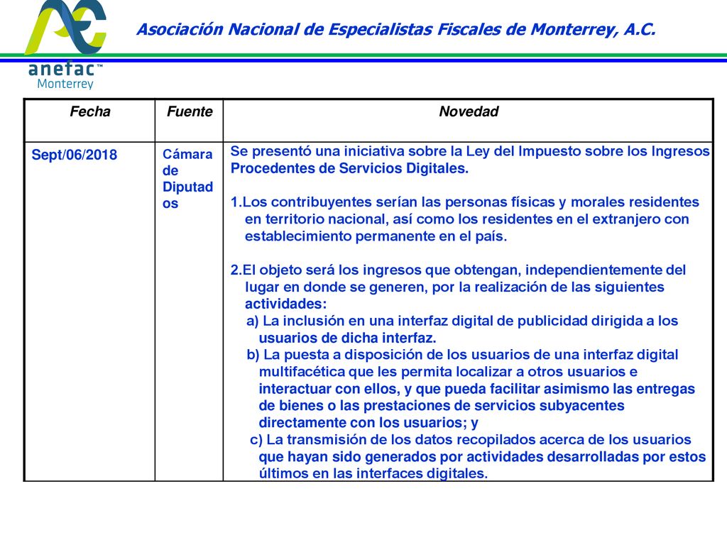 Asociación Nacional de Especialistas Fiscales de Monterrey, A.C.