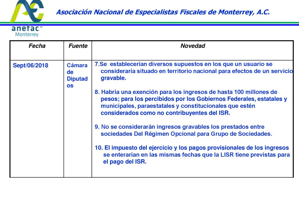 Asociación Nacional de Especialistas Fiscales de Monterrey, A.C.