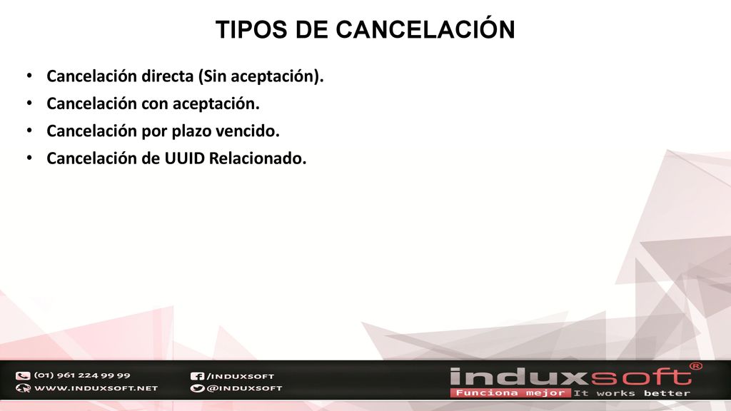 TIPOS DE CANCELACIÓN Cancelación directa (Sin aceptación).