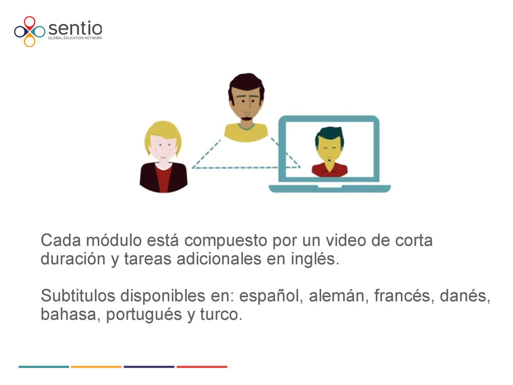 Cada módulo está compuesto por un video de corta duración y tareas adicionales en inglés.