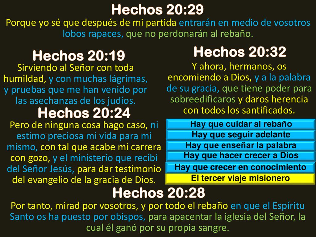 Hechos 20:29 Hechos 20:32 Hechos 20:19 Hechos 20:24 Hechos 20:28