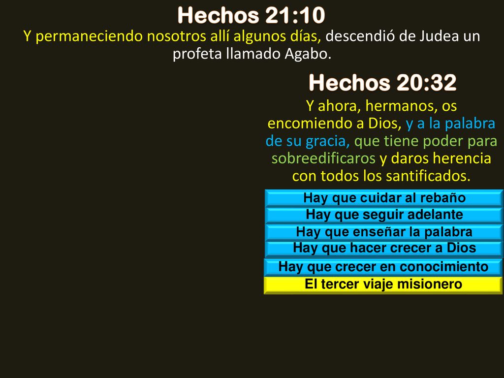 Hechos 21:10 Y permaneciendo nosotros allí algunos días, descendió de Judea un profeta llamado Agabo.