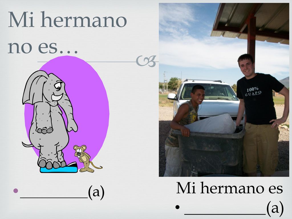 Mi hermano no es… _________(a) Mi hermano es __________(a)