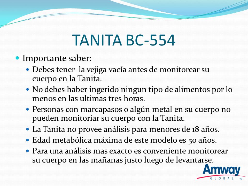 TANITA BC-554 Importante saber: