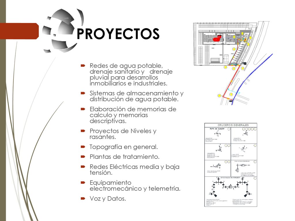 PROYECTOS Redes de agua potable, drenaje sanitario y drenaje pluvial para desarrollos inmobiliarios e industriales.