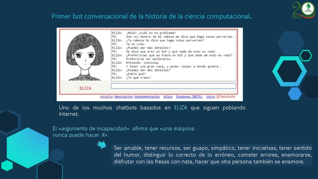 Primer bot conversacional de la historia de la ciencia computacional.