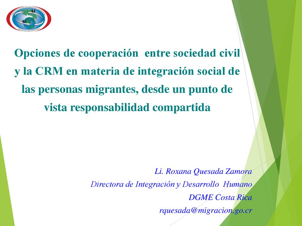 Opciones de cooperación entre sociedad civil y la CRM en materia de integración social de las personas migrantes, desde un punto de vista responsabilidad compartida