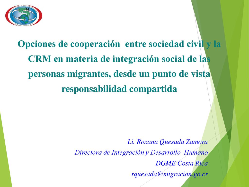 Opciones de cooperación entre sociedad civil y la CRM en materia de integración social de las personas migrantes, desde un punto de vista responsabilidad compartida