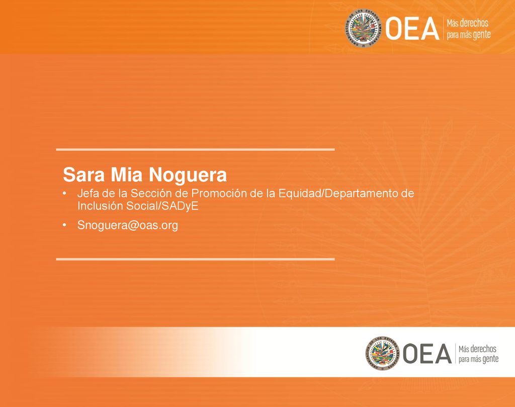 Sara Mia Noguera Jefa de la Sección de Promoción de la Equidad/Departamento de Inclusión Social/SADyE.