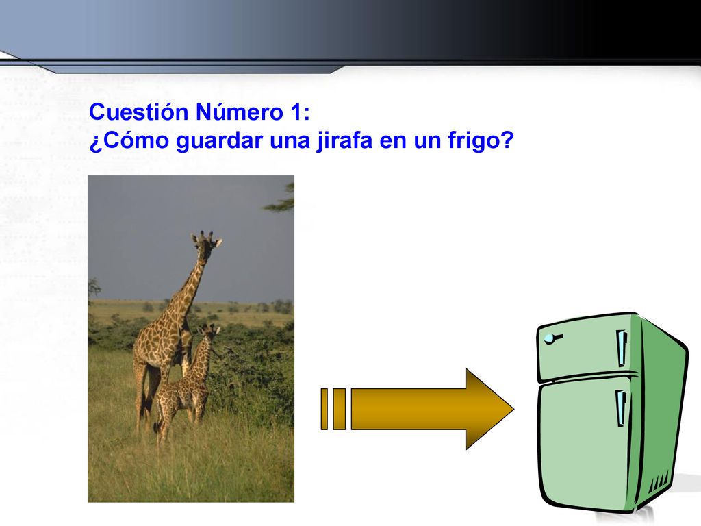 Cuestión Número 1: ¿Cómo guardar una jirafa en un frigo