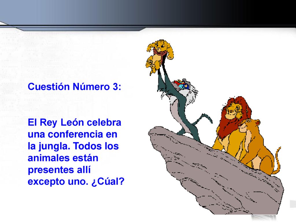 Cuestión Número 3: El Rey León celebra una conferencia en la jungla.