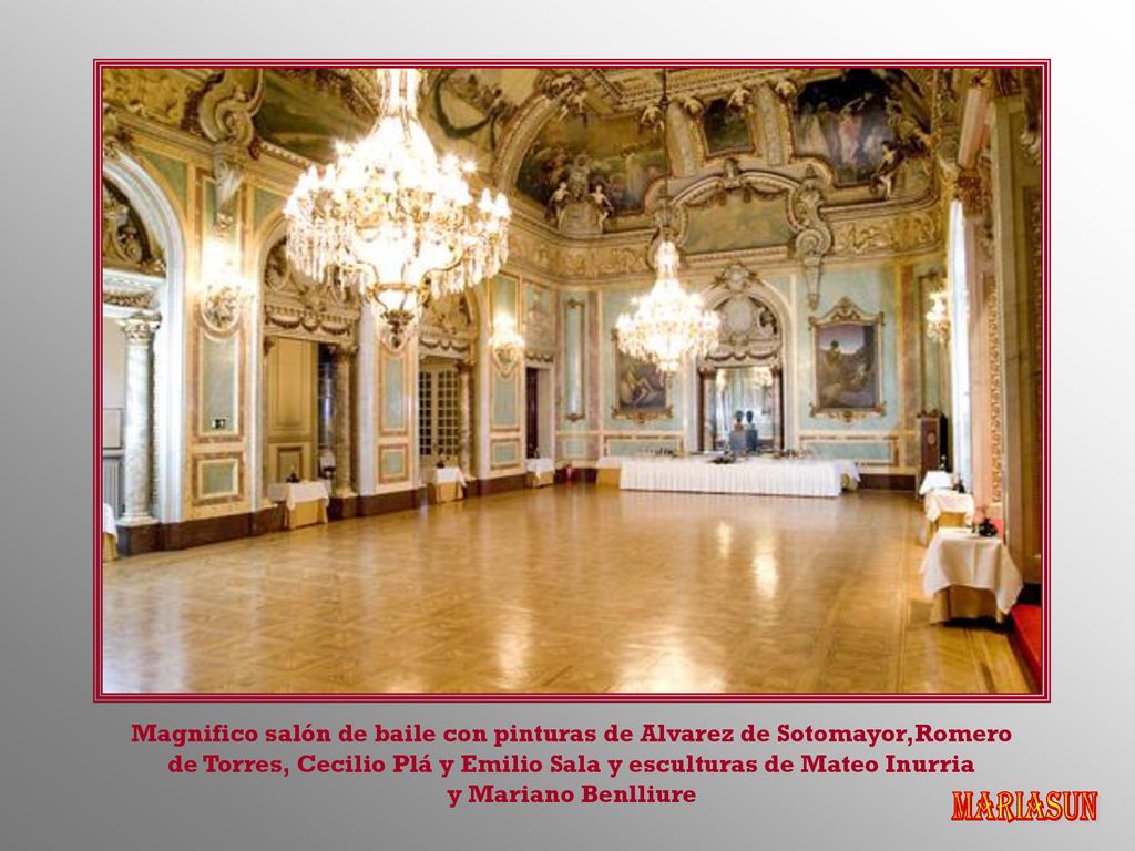 Magnifico salón de baile con pinturas de Alvarez de Sotomayor,Romero de Torres, Cecilio Plá y Emilio Sala y esculturas de Mateo Inurria y Mariano Benlliure