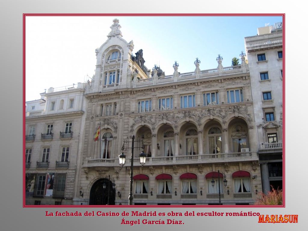 La fachada del Casino de Madrid es obra del escultor romántico Ángel García Díaz.