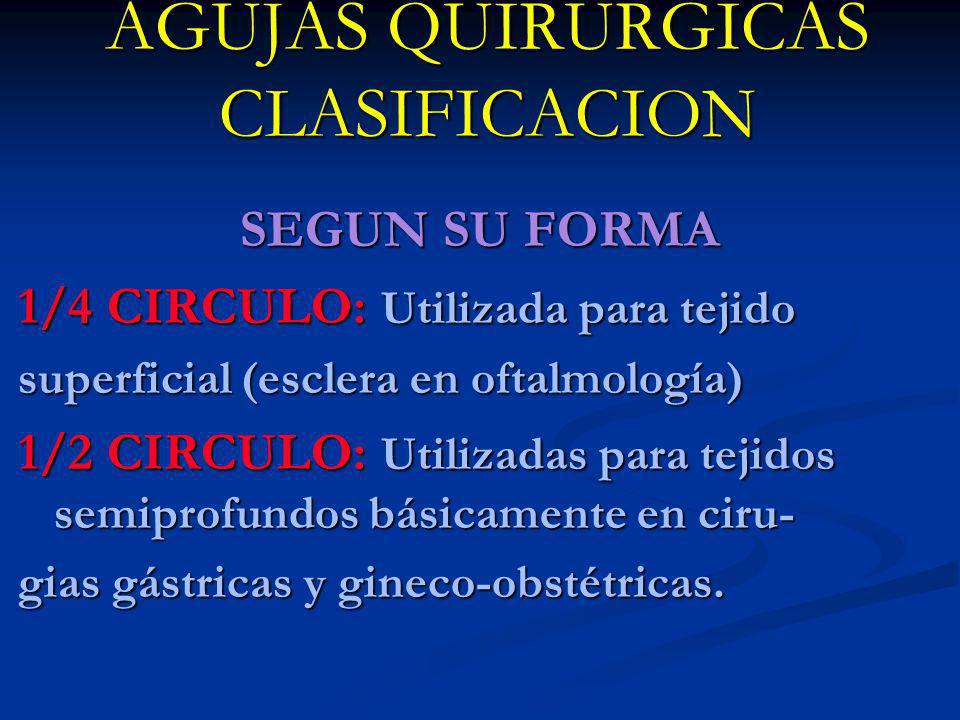 AGUJAS QUIRURGICAS CLASIFICACION