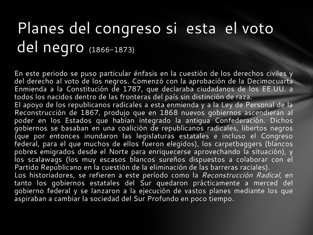 Planes del congreso si esta el voto del negro (1866–1873)