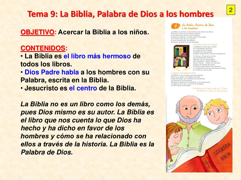 Tema 9: La Biblia, Palabra de Dios a los hombres