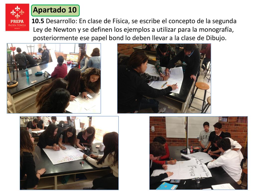 Apartado Desarrollo: En clase de Física, se escribe el concepto de la segunda.