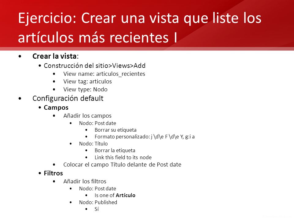 Ejercicio: Crear una vista que liste los artículos más recientes I