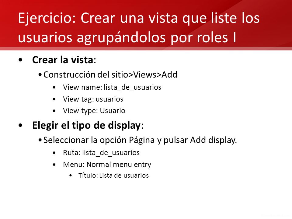 Ejercicio: Crear una vista que liste los usuarios agrupándolos por roles I