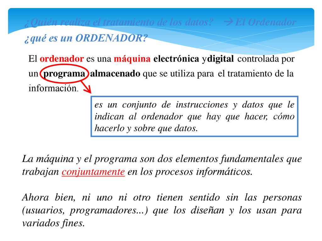 ¿Quién realiza el tratamiento de los datos  El Ordenador