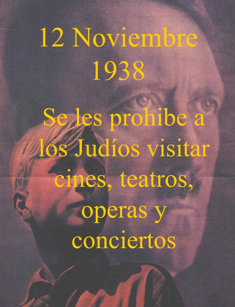 12 Noviembre 1938 Se les prohibe a los Judíos visitar cines, teatros, operas y conciertos