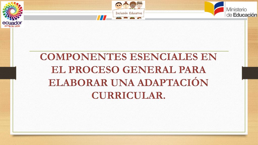 COMPONENTES ESENCIALES EN EL PROCESO GENERAL PARA ELABORAR UNA ADAPTACIÓN CURRICULAR.