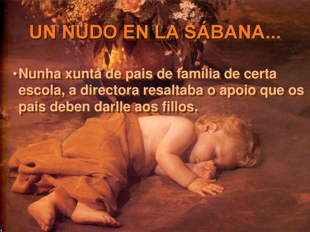 Nunha xunta de pais de familia de certa escola, a directora resaltaba o apoio que os pais deben darlle aos fillos.