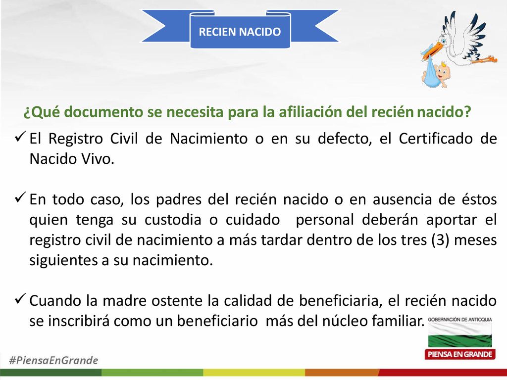 ¿Qué documento se necesita para la afiliación del recién nacido