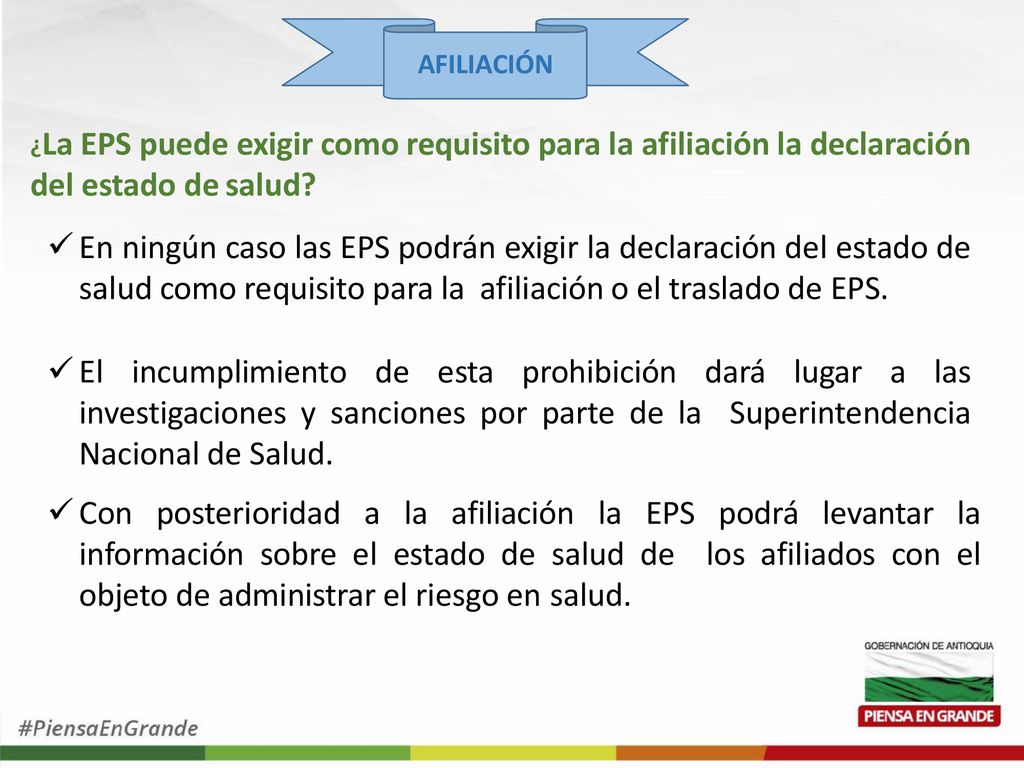 AFILIACIÓN ¿La EPS puede exigir como requisito para la afiliación la declaración del estado de salud