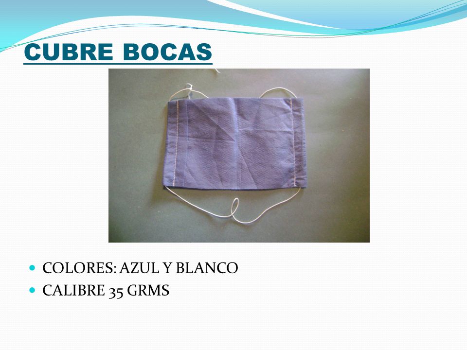CUBRE BOCAS COLORES: AZUL Y BLANCO CALIBRE 35 GRMS
