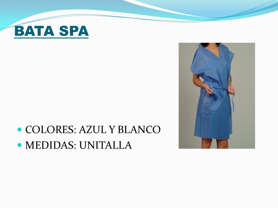 BATA SPA COLORES: AZUL Y BLANCO MEDIDAS: UNITALLA