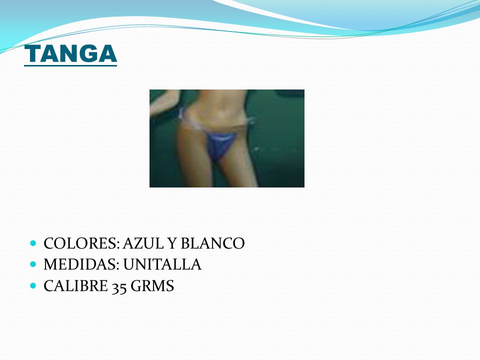 TANGA COLORES: AZUL Y BLANCO MEDIDAS: UNITALLA CALIBRE 35 GRMS